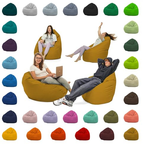 GlückBean Sitzsack XXL – Beanbag für Kinder & Erwachsene – In & Outdoor geeignet – Wasserabweisend & pflegeleicht – Gefüllt mit hochwertigen EPS-Perlen – Ideal zum Gaming & Entspannen (Sand, XL)