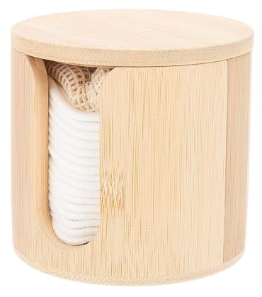 DECOMELODY Discos Desmaquillantes Reutilizables para Limpieza Facial Almohadillas Redondas Simples Estuche de Bambú Agarre del Polvo en Casa o Salón