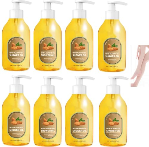 Hydrating Shower Oil with Almond Oil - Moisturizing Body Wash for Silky Smoothing & Softening for Dry/Rough Skin, Soothes Dryness, Strengthens Skin Barrier,Deeply Hydrating for woman and man (8pcs)