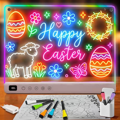 Ortizan Tablero de dibujo LED, tablero de notas LED con 13 efectos de luz