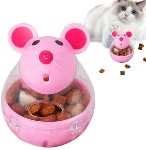 Jouet à alimentation lente en forme de souris – Boule de nourriture interactive pour chat, distributeur réglable pour animaux de compagnie, activité d'alimentation d'exercice pour chats, favorise un