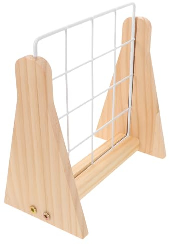 DOITOOL Organizador de Fotos con Rejilla de Alambre y Base de Madera Maciza, Soporte Colgante para Joyería y Exhibición de Marcos, Estante Decorativo Multifuncional para Hogar y Oficina,