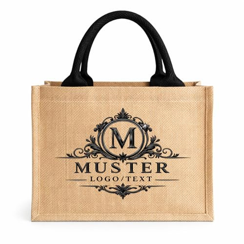 wt24print Jutetasche personalisierbar mit Logo oder Text | 100% Jute | In 3 Größen erhältlich | Viele Farben | Nachhaltige Geschenktasche | Ideal für Promotion, Events, Unternehmen & Geschenke