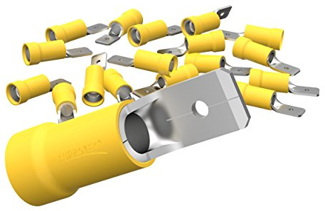 AUPROTEC 50x Flachstecker teilisoliert Steckbreite 6,3mm gelb | Kabelverbinder zum Crimpen | Messing verzinnt | für Kfz, Motorrad & Elektro | 4,0-6,0 mm²