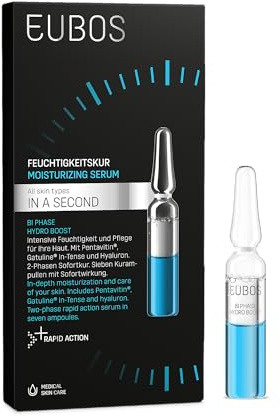 EUBOS IN A SECOND | Bi Phase Hydro Boost Feuchtigkeitskur | Für alle Hauttypen | Bei Stress und Trockenheit der Haut | 2-Phasen-Sofortkur | Hautverträglichkeit dermatologisch bestätigt | 7 x 2ml
