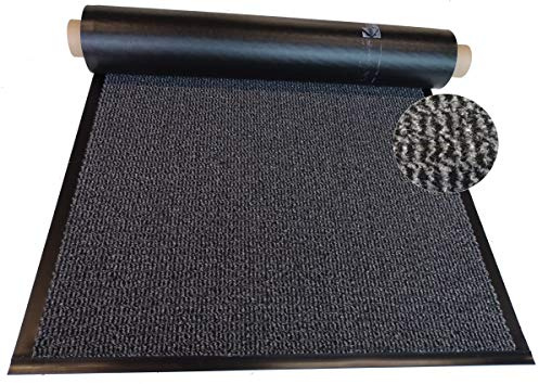 MERTEX Schmutzfangläufer Meterware 90 cm grau-schwarz meliert- Schnittkanten mit Randprofile (90 x 100 cm, grau)