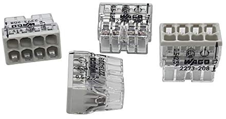 20 Stück Wago 2273-208 COMPACT-Verbindungsdosenklemme Ø 0,5-2,5 mm², 8-polig, transparent/lichtgrau | 8-polige Klemmen für Massivleiter 0,5-2,5 mm², 450 V, 24 A, Transparent/Lichtgrau, kompakte Steckklemme für Abzweigdosen