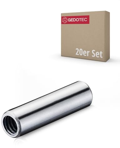 Gedotec Möbelschrauben M4 Hülsen-Schrauben 18 mm Verbindungsschraube für Bohrloch Ø 5 mm | Stahl verzinkt | Holz-Dicke 24–29 mm | Gewindehülse mit Innengewinde M4 | 20 Stück - Möbelverbinder Schrauben