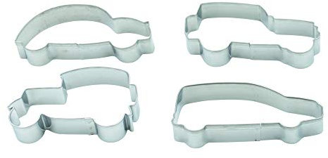 Juego de 4 cortadores de galletas con diseño de coche antiguo, pato, coche todoterreno, decoración