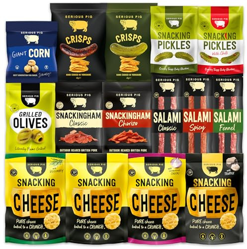 Serious Pig Serious Snack Selection Box with Cheese, Salami, and Pickles (21 Pack)