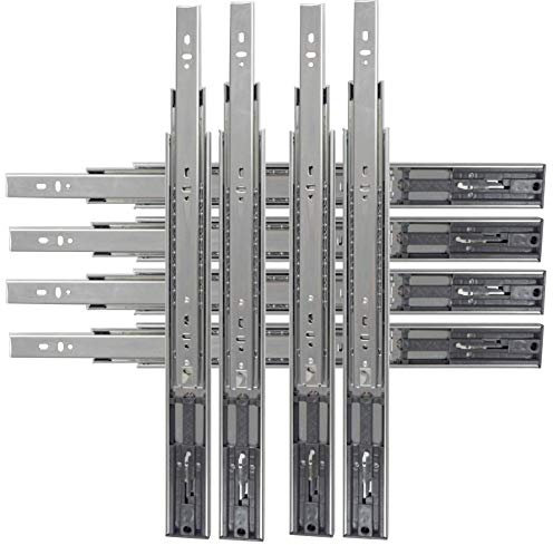 DR.LIPPMANN 4 Paar (8 Stück) Schubladenschienen 550mm Push To Open Vollauszüge für Schubladen 45kg Tragkraft H=45