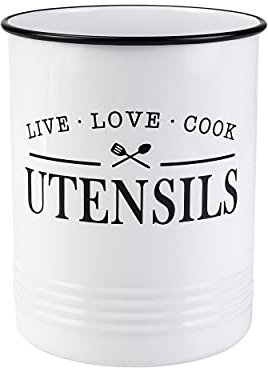 Karisky Küchenutensilienhalter für Arbeitsplatte, Vintage-Bauernhaus-Metall-Utensilientopf, großer Kochutensilien-Aufbewahrungs-Caddy für Küchendekoration