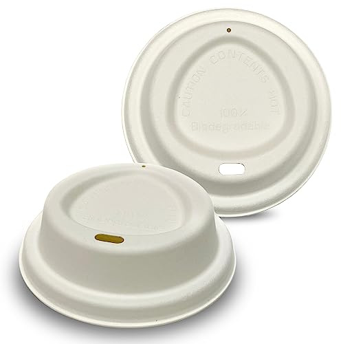 DISPOSABLE GREEN - Cup Lid for NEXTGEN Coffee Cups, Coffee Cup Lids Suitable for Single-Wall Disposable Coffee Cups, Made from Sugar Cane Pulp, Fits 10, 12, & 16 Oz 50 Pack