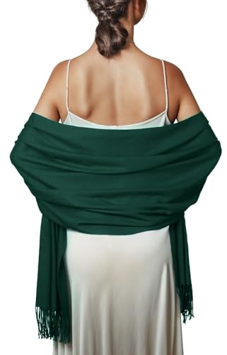 PIOYMEYA Pañuelos Chal Bufanda Mujer Pashmina Verde Estolas Bodas Chale Fiesta Sólido Fulares Foulard Larga Cálida Invierno