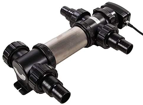 AquaForte - SUV-724 Edelstahl UV-C PL 24W, Max. Teich 40m³, 5m³/h | Länge 458mm, Max. Druck 1,0 bar, inkl. 4 Schlauchnippel 38/50mm, 4x 2 AG