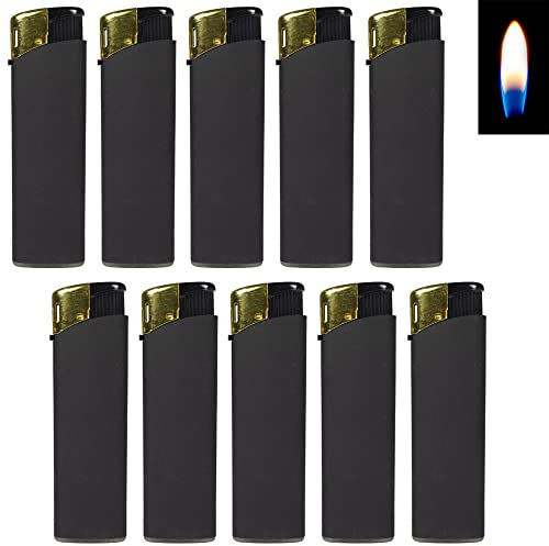 Feuerzeuge schwarz seidige Oberfläche Rubber Matt Slim Line Feuerzeug mit Normalflamme Softflamme wiederbefüllbar Flammenstärke regulierbar (10)