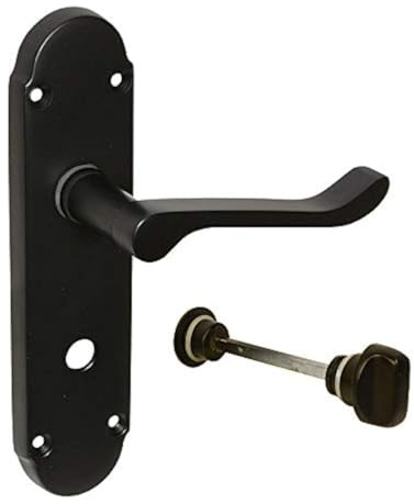 HANDLESTORE Shaped Scroll Matt Black Door Handles (Bathroom Set)