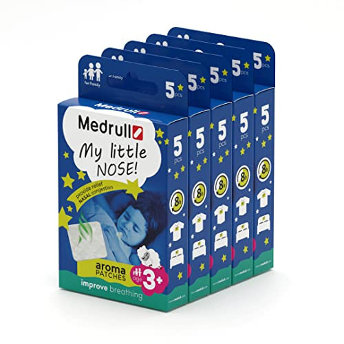 Medrull Parches aromáticos My Little Nose (25 unidad) Parches para síntomas de resfriado, tos y gripe - Parche de aromaterapia con aceites esenciales - Alivio durante 8 horas - A partir de 3 años