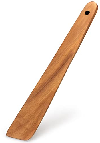 12 Inch Teak Wood Spatula for Cooking Non Toxic Kitchen Utensil Scraper Spurtle Kitchen Tools Flat Wooden Egg Flipper Spatulas Turner Cooking Spoon Bamboo Spatula Turner Cast Iron Sourdough Stirrer
