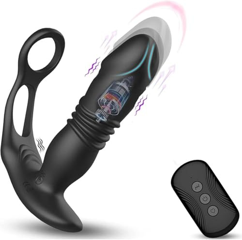 Analvibratoren für Mann Prostata Stimulation Männer mit Penisring 7 Schwungmodi & Rollkugeln-Stoßfunktion 7 Vibrationen Analplug Sex Spielzeug für die Männer Anal Vibrator Anal dildo Sex toys(Schwarz)