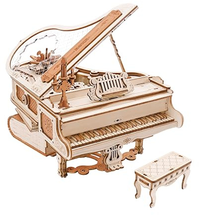 ROKR 3D Wooden Puzzles for Adults 223pcs Piano Model Kit 1:20 Scale Building Puzzles Wooden Music Box Unique Gift for Men Women Hobbies for Birthday Christmas