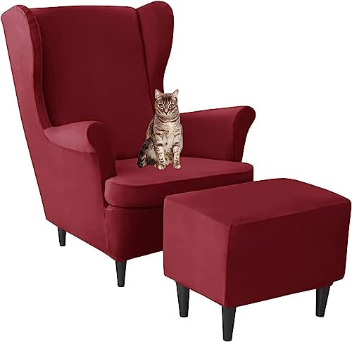ELYSYSRL Sesselbezug, 2 Teilig Sessel-Überwürfe Ohrensessel Mit Ottomane Schonbezug Überzug Bezug Sesselhusse Elastisch Stretch Husse für Ohrensessel (Color : #36)