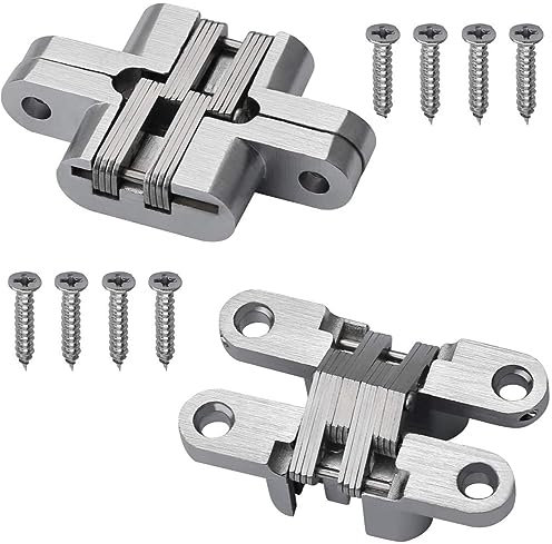 2 Stück versteckte Scharniere unsichtbare verdeckte Kreuzscharniere 180 Grad Zinklegierung verstecktes Scharnier für Möbelbeschläge Falttür (45mm)