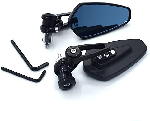 COGNOO Motorrad Lenkerendenspiegel Für Y&amaha MT-07 MT-09 MT07 MT09 R1 R6 R15 R25 FZ6 FZ6R XJ6 Universal 7/8 22mm Motorrad Lenker Aluminium Rückspiegel Motorrad Rückspiegel(Black)