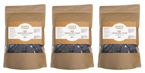 Standard Quality Milk Chocolatey Callets 3X1kg - Bakers Street - Milk Chocolatey Callets for Baking and Desserts – Ideal for Cakes, Muffins, Cookies, Pastries, and All Your Baking Needs