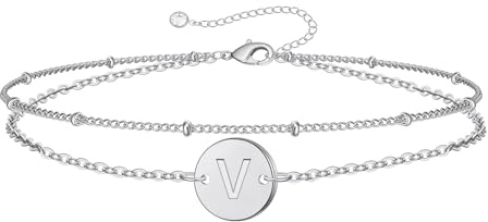 TINGN Armband Damen Gold Silber, 18K Gold/Weißgold Vergoldet Zwei in Einem Armband mit Buchstaben Monogramm Scheiben Armbänder Geschenke für Teenager Mädchen, Geburtstagsgeschenke für Frauen Freundin