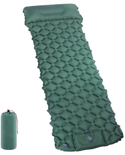 PBWZF Isomatte Selbstaufblasend, 7cm Ultralight Aufblasbare luftmatratze mit Fußpresse Pumpe & Kissen, Tragbare Kompakte Camping Matratze, Rreißfeste Schlafmatte für Camping, Wandern, Strand & Zelten