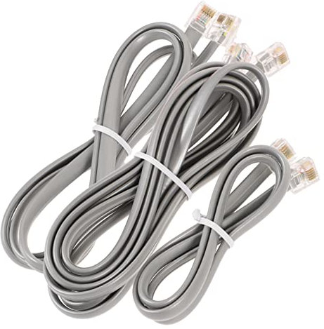 Angoily 3pcs Telephone Extension Cord Kit Pc Flat Phone Cable Wear-resistant Landline Wire for Enhanced Audio Signal Transmission