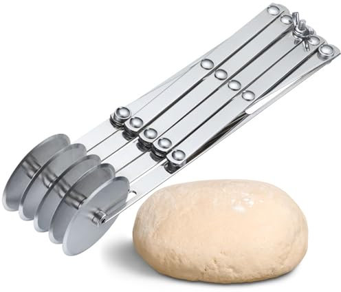 Westmark Cortador de Masa, 5 Ruedas, Para Cortar la Masa, Fondant y Más Tiras Ajustables de 3,0 a 31,0 cm, Acero Inoxidable
