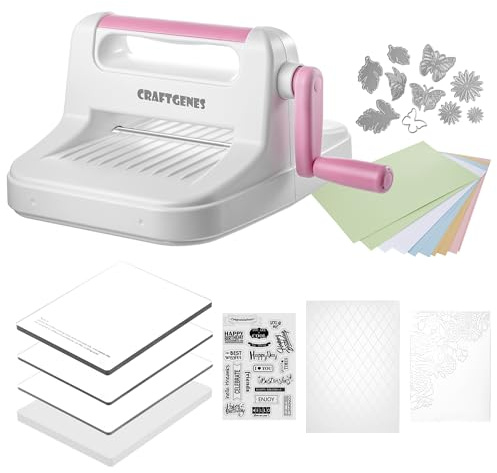 CraftGenes A5 Die Cutting and Embossing Machine – 6'' Opening Size for Cardmaking, Scrapbooking, and DIY Crafts – Complete Set with Die Cuts, Embossing Folders, and Plates