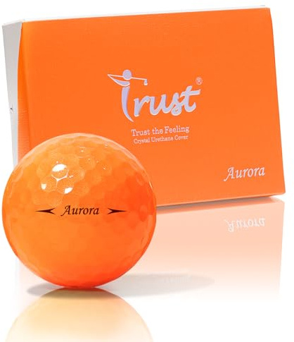 Trust Aurora Orange 3-delad kristall urethane golfboll, K9 Dynamic Core, mjuk känsla, lätt att känna igen (orange, 12 bollar)