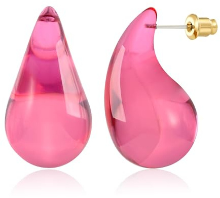 LILIE&WHITE Pendientes Mujer Rosa, Diseño Geométrico de Gota, Hipoalergénicos, Hechos a Mano, Accesorio de Moda, Elegante y Sofisticado