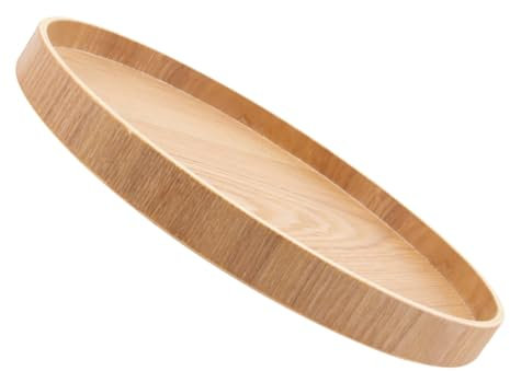 TOKIDNY Runder Holztablett Für Getränke Und Snacks Serviertablett Naturholz Für Esszimmer Und Küche Vielseitig Einsetzbar