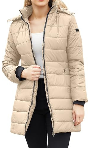 Wintermantel Damen Lang - Steppmantel Damen Winter Warm Winterjacke Mit Abnehmbarer Kapuze Wasserdicht Softshell Jackets Stepp Winter Jacke Klassisch Slim Fit Kapuzenjacke Übergangsjacke Outdoorjacke