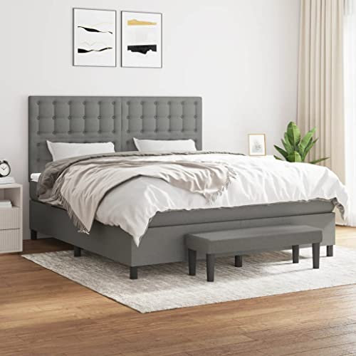 qohoio Boxspringbett mit Matratze Dunkelgrau 160x200 cm Bett Boxspringbett Bett Mit Matratze Schlafzimmer MöBel Polsterbett Stoff - 3136926