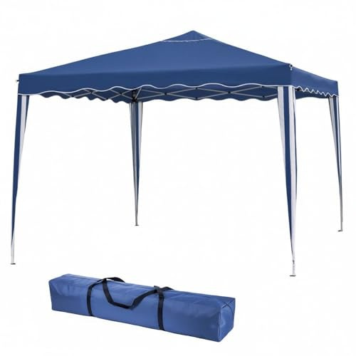 Carpa Cenador Gazebo Plegable 3 x 3 m Azul | Mejores Tubos de Acero de Alta Resistencia Plegables, Antiviento, Protección UV, Bolsa de Transporte| para Playa, Camping, Jardín, Terraza, Exteriores
