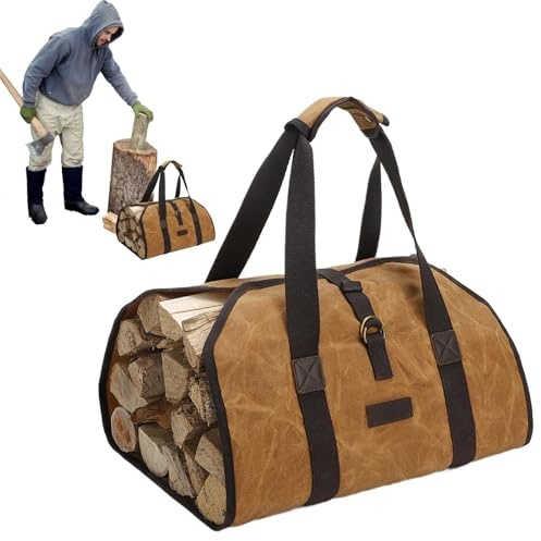 Robuste Tragetasche für Brennholz – wasserfeste Tasche, Holztasche aus | Mehrzweck-Aufbewahrungstasche mit robusten Griffen, für Campinggrill, Grill und E-Zubehör, gelb, Se référer au