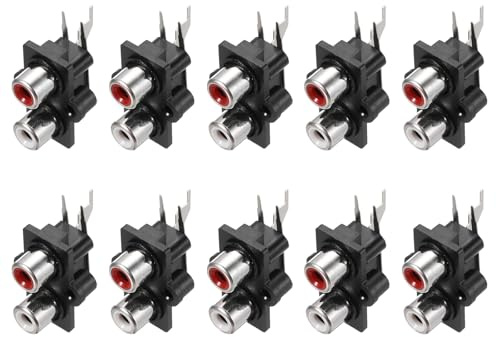 QUARKZMAN 10 Stück RCA Panel Mount AV Konzentrische Steckdose 2 Pin PCB - RCA Buchse Weiblich Jack Audio Video AV Steckverbinder 3 Pins Schwarz