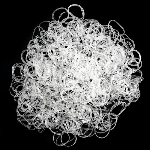 1000 Gomas Pelo Niña Mujer, Gomas Pelo Pequeñas Mini Transparentes Banda Elástica, para Bebe, Dreadlocks Pequeños,Peinado de Boda y Más