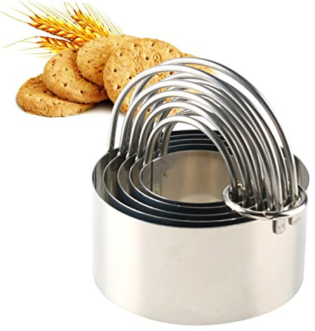 Cabilock 5piezas Cortadores Redondos Para Galletas Con Mango Acero Inoxidable Resistente y Seguro Variados Molde Preciso Para Fondant Masa Pastel y Tartas Apto Lavavajillas Sin Peligrosos