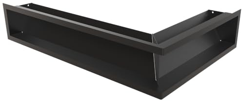 Kratki LUFT Grille de ventilation d'angle 12x40x60 cm noir - Grille de ventilation d'angle en métal pour cheminées et installations de chauffage, revêtement en poudre, pour montage mural