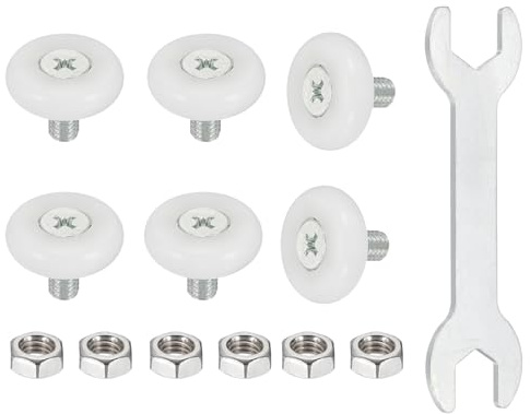 QUARKZMAN 22 mm Rotelle Box Doccia Cuscinetti Ruote Scorrevole Porta Universali con Vite di Fissaggio per Cassetti di Documenti e Archiviazione Bianco, 6Pz