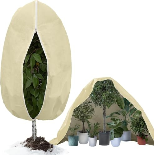 Wzzy Gurden 1 Pieza de protección Invernal para Plantas, protección contra heladas, Saco Grande para Plantas en macetas, con Cremallera, cordón de 120 x 180 cm (80 g)