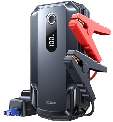 Baseus Booster Batterie Voiture, 20000mAh Démarreur Portable avec Charge Rapide de 30 W et Écran LED, Batterie au Lithium 12V Jump Starter pour Moteurs Essence 10,0L et Diesel 6,0L