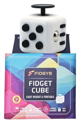Fidget Cube Jouet Anti-Stress pour Adultes et Enfants, Jouet Sensoriel Lisse et Silencieux pour l'Anxiété, la Concentration et Les Idées TDAH[BlancNoir]