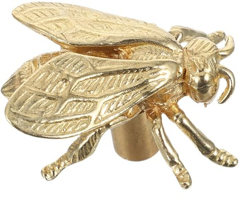 Toddmomy Vintage Brass Door Handles Bee-Shaped Cabinet Knobs Retro Drawer Pull Hardware for Cupboard and Furniture